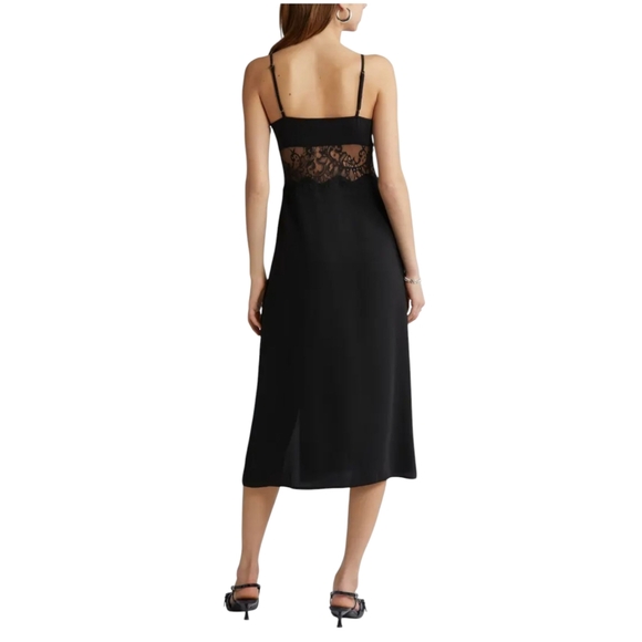 Open Edit Lace Cutout Midriff Midi Dress in Beige | Size L (NWT) - Picture 7 of 9